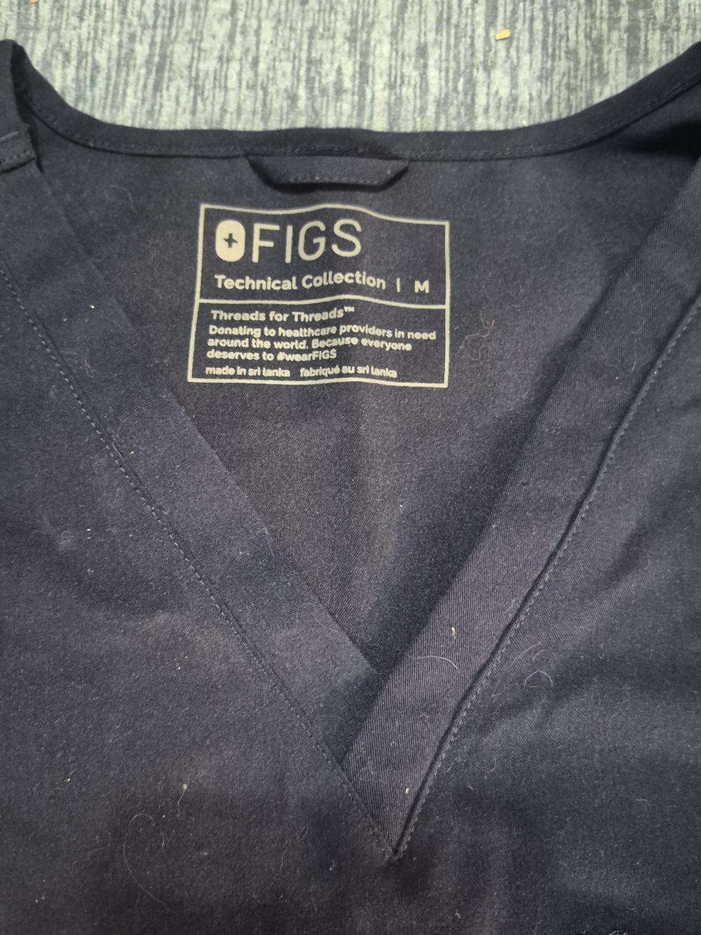 Figs Technical Collection V-Neck Scrub Top in Navy Blue